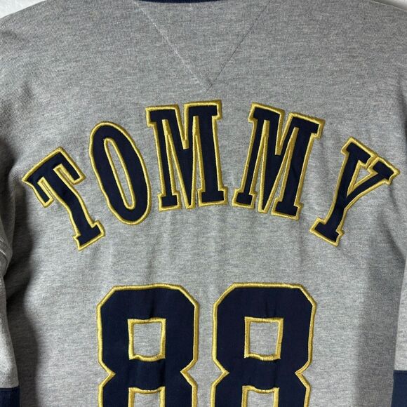 Vintage Tommy Hilfiger Rugby Shirt Men XL Gray Navy Athletic Long Sleeve 1/4 Zip - Picture 4 of 13